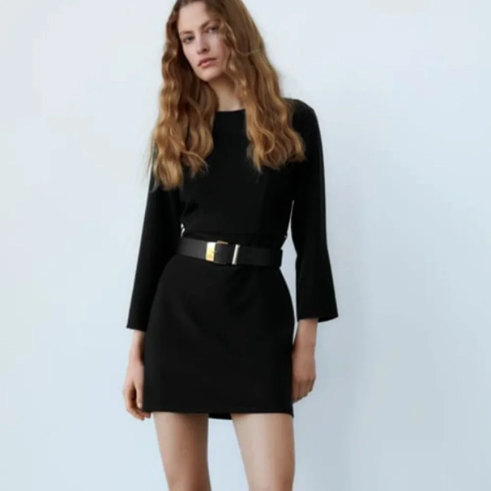 chinese dress ladies Maggy London Long Sleeve Midi Dress with Tie Be LT, Size 18W, Black main image 1